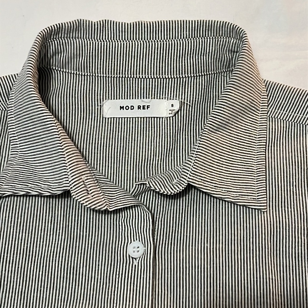 Mod Ref Striped Shirt Dress w/ Pockets & Side Slits - Picture 4 of 6